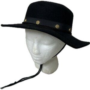 Black Wool Western Cowboy Hat Wide Brim Concho Band Rancher Boho USA
